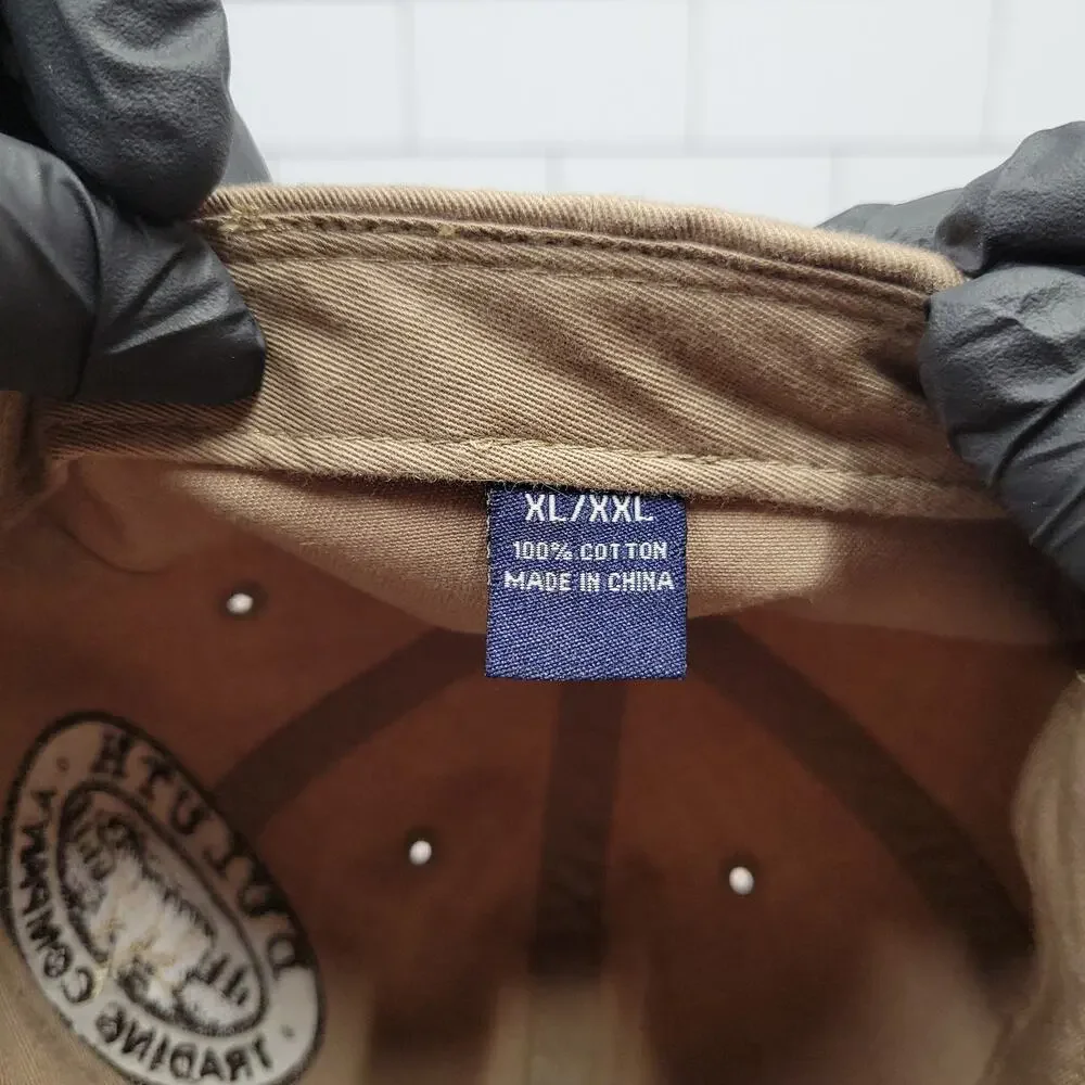 Duluth Trading Co Logo Hat XL/XXL Tan Cotton Strapback Dad Cap Outdoor Bear